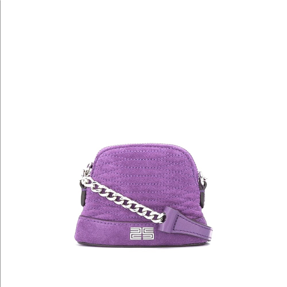 SANDRO Mini Thelma Purse in Purple Quilted Suede